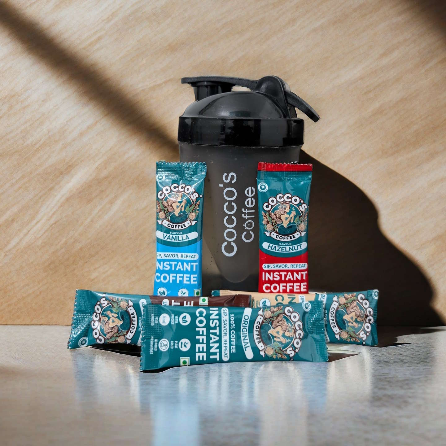 shop cocco Cocco's Coffee 30 Sachets Variety Pack with Shaker Bottle